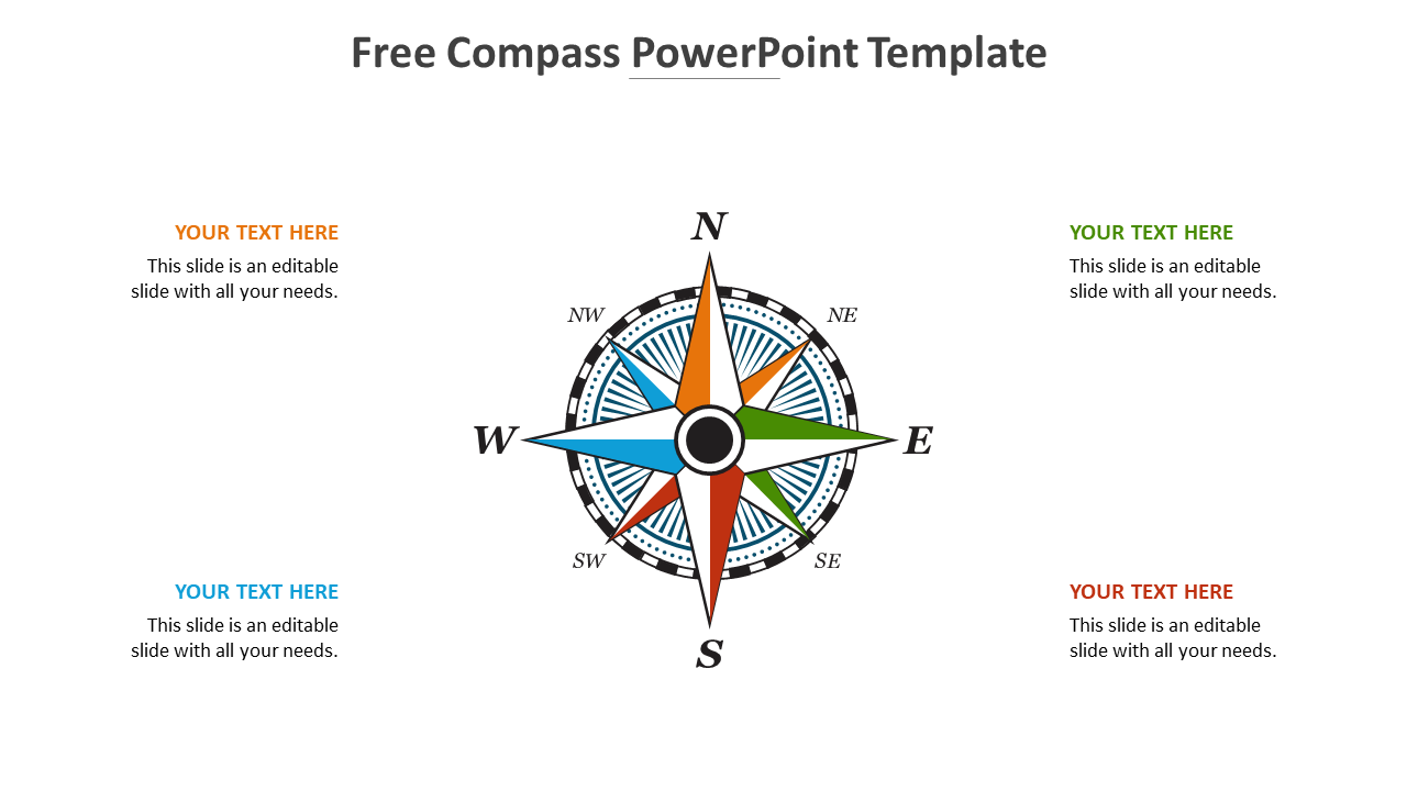 Free -  Compass Powerpoint Template Slide